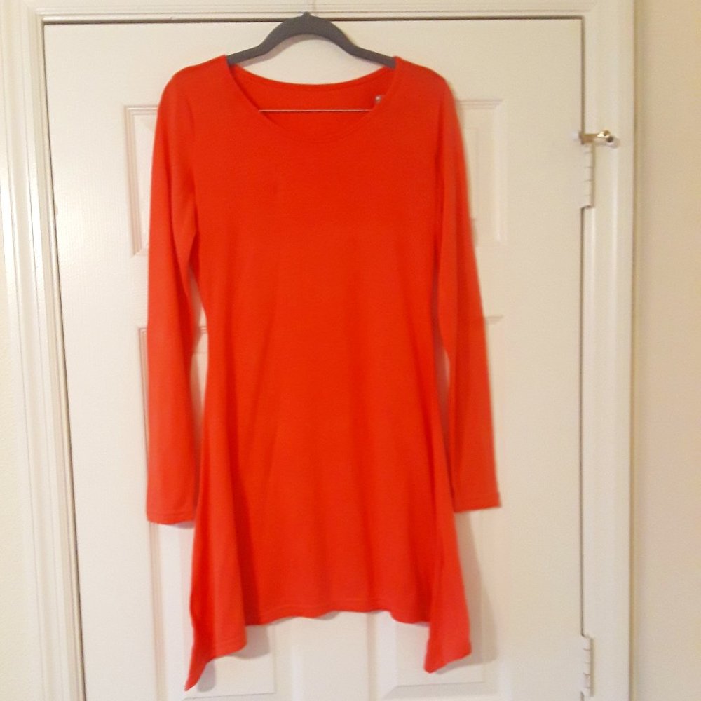 Women's Long Sleeve Orange Dress